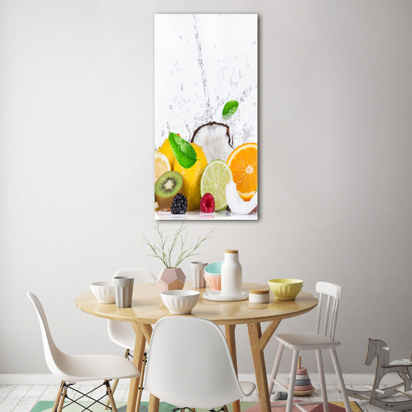Cuadro de metacrilato moderno efecto cristal vertical Fruta