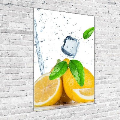 Obraz zdjęcie szkło akryl pionowy Cytryna i lód