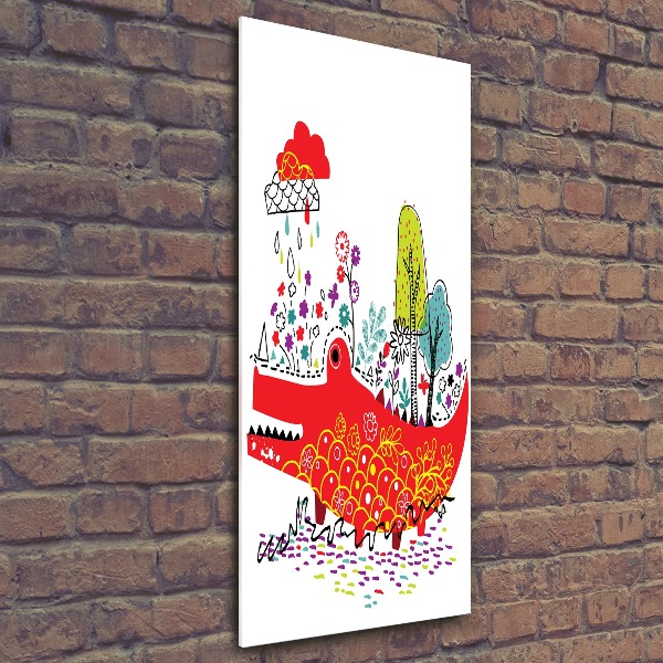 Cuadro decorativo en acrílico brillante vertical Cocodrilo