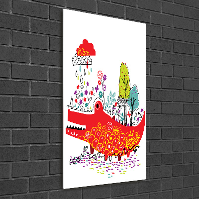 Cuadro decorativo en acrílico brillante vertical Cocodrilo