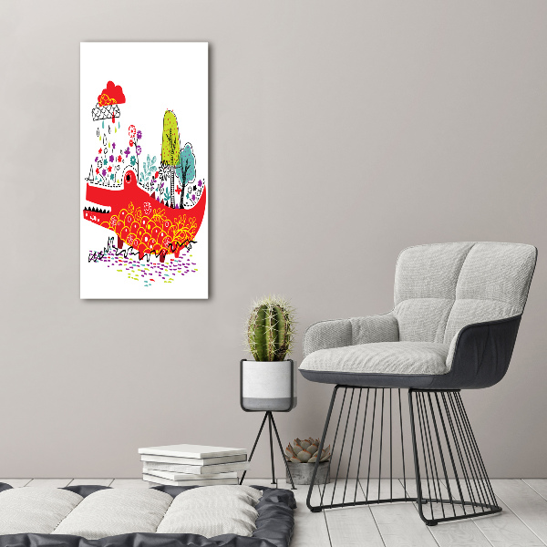 Cuadro decorativo en acrílico brillante vertical Cocodrilo