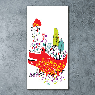 Cuadro decorativo en acrílico brillante vertical Cocodrilo