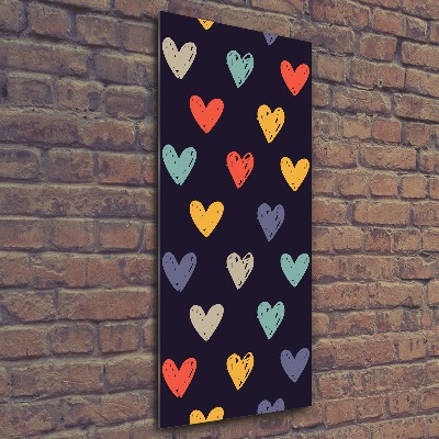 Cuadro de metacrilato vertical Corazones de colores