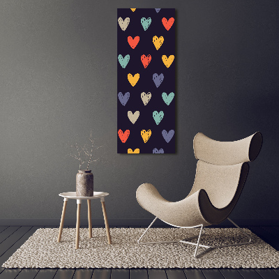 Cuadro de metacrilato vertical Corazones de colores