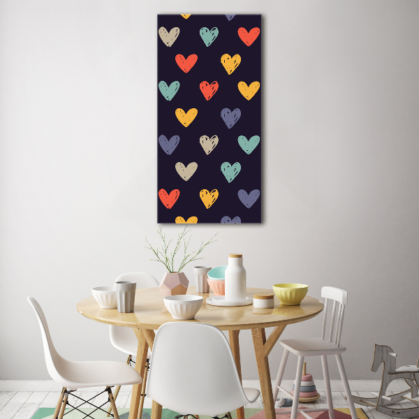 Cuadro de metacrilato vertical Corazones de colores