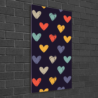Cuadro de metacrilato vertical Corazones de colores