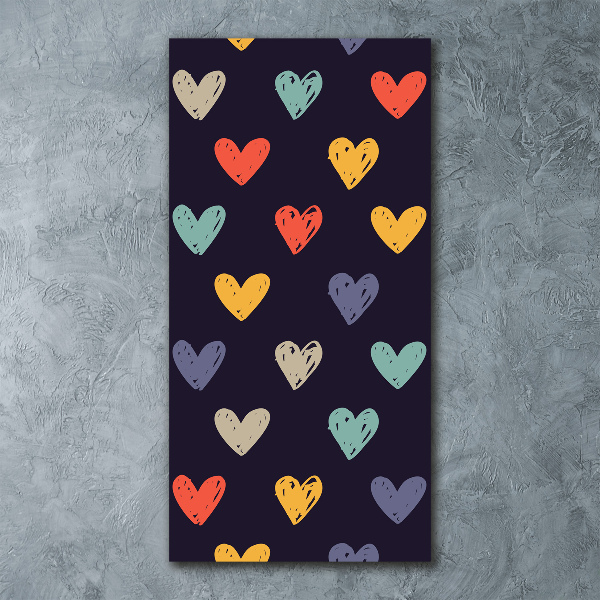 Cuadro de metacrilato vertical Corazones de colores