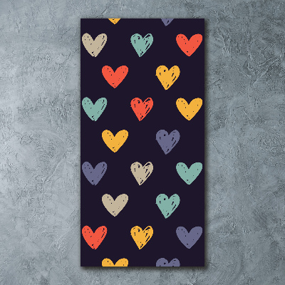 Cuadro de metacrilato vertical Corazones de colores