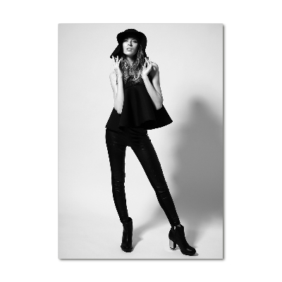 Cuadro decorativo en acrílico brillante vertical Mujer de negro