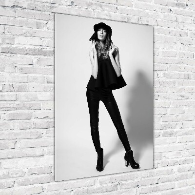 Cuadro decorativo en acrílico brillante vertical Mujer de negro