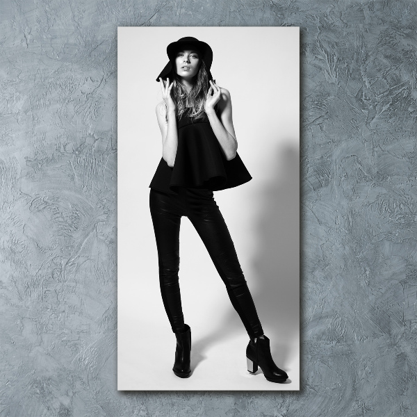 Cuadro decorativo en acrílico brillante vertical Mujer de negro