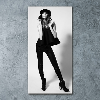 Cuadro decorativo en acrílico brillante vertical Mujer de negro