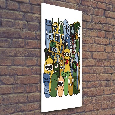 Cuadro de metacrilato vertical Monstruos locos