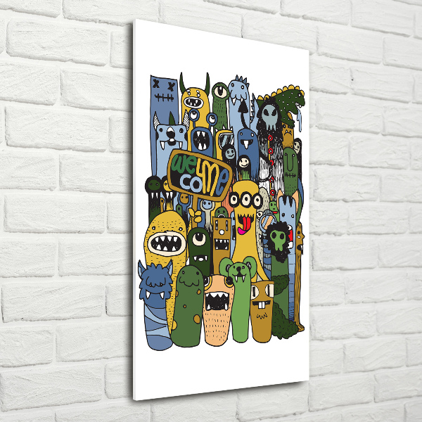 Cuadro de metacrilato vertical Monstruos locos