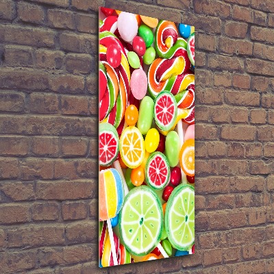Cuadro decorativo en acrílico brillante vertical Caramelos de colores