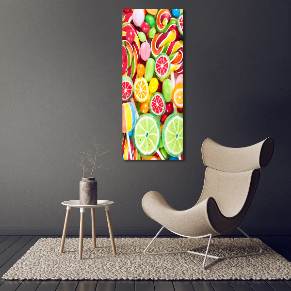 Cuadro decorativo en acrílico brillante vertical Caramelos de colores