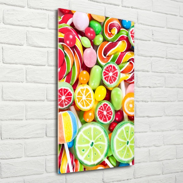Cuadro decorativo en acrílico brillante vertical Caramelos de colores