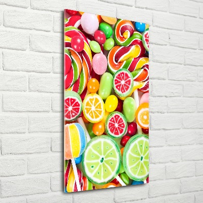 Cuadro decorativo en acrílico brillante vertical Caramelos de colores