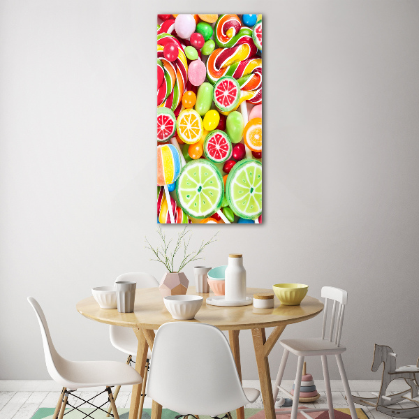 Cuadro decorativo en acrílico brillante vertical Caramelos de colores