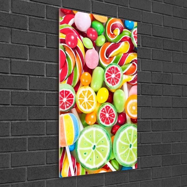 Cuadro decorativo en acrílico brillante vertical Caramelos de colores