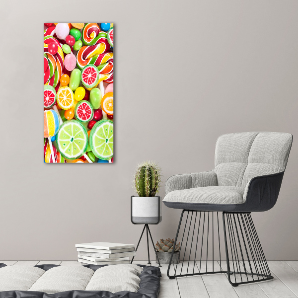 Cuadro decorativo en acrílico brillante vertical Caramelos de colores