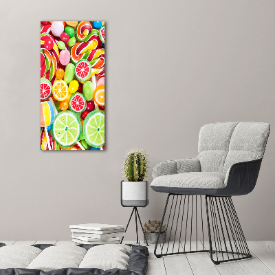 Cuadro decorativo en acrílico brillante vertical Caramelos de colores