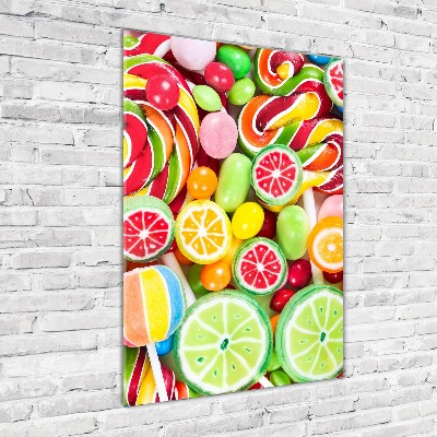 Cuadro decorativo en acrílico brillante vertical Caramelos de colores