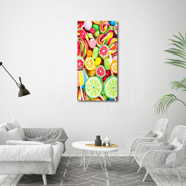 Cuadro decorativo en acrílico brillante vertical Caramelos de colores