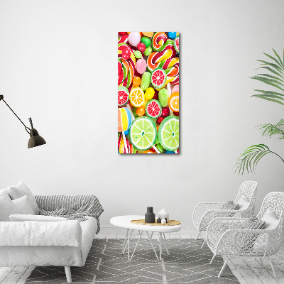 Cuadro decorativo en acrílico brillante vertical Caramelos de colores
