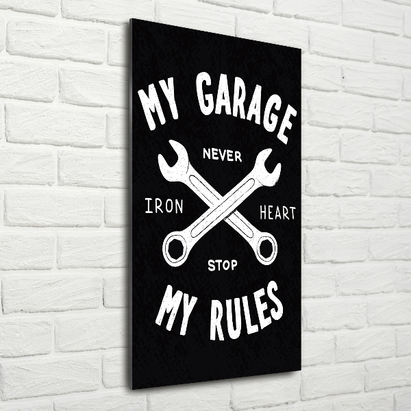 Cuadro decorativo en acrílico brillante vertical Mi garaje