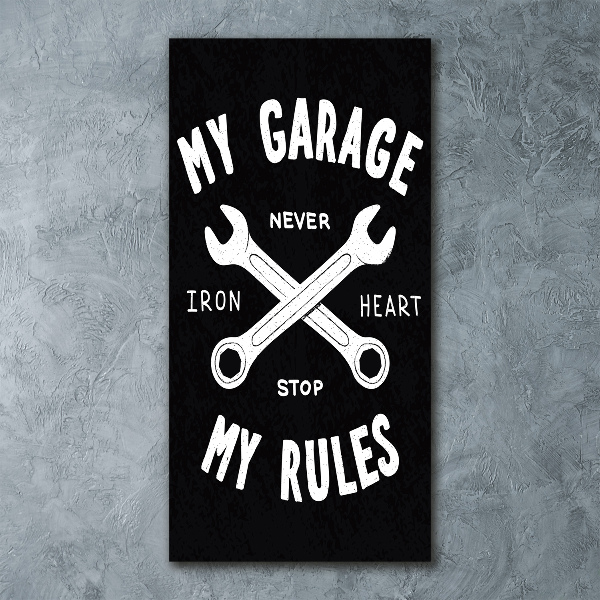 Cuadro decorativo en acrílico brillante vertical Mi garaje