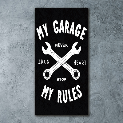 Cuadro decorativo en acrílico brillante vertical Mi garaje