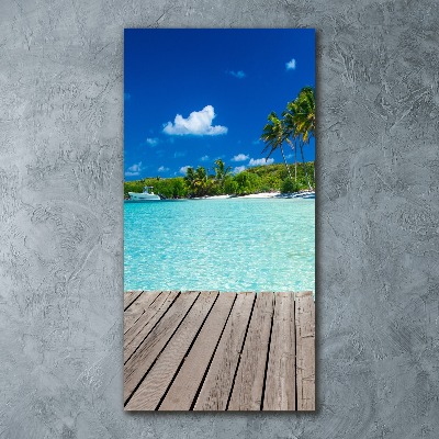 Cuadro decorativo en acrílico brillante vertical Playa tropical