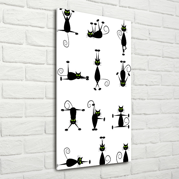 Cuadro de metacrilato moderno efecto cristal vertical Gatos