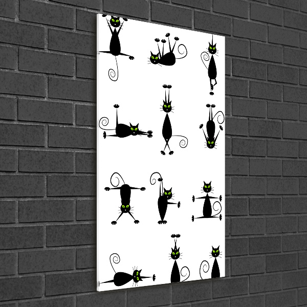 Cuadro de metacrilato moderno efecto cristal vertical Gatos