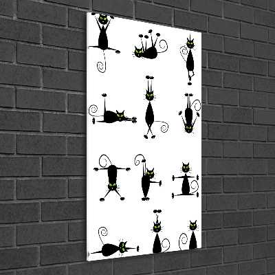 Cuadro de metacrilato moderno efecto cristal vertical Gatos