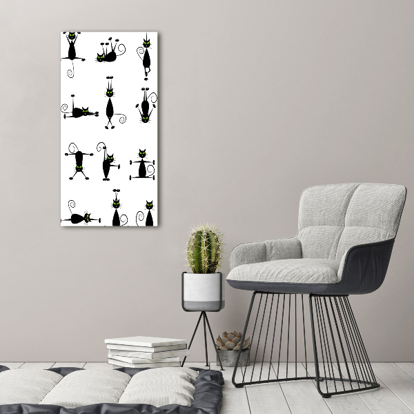 Cuadro de metacrilato moderno efecto cristal vertical Gatos