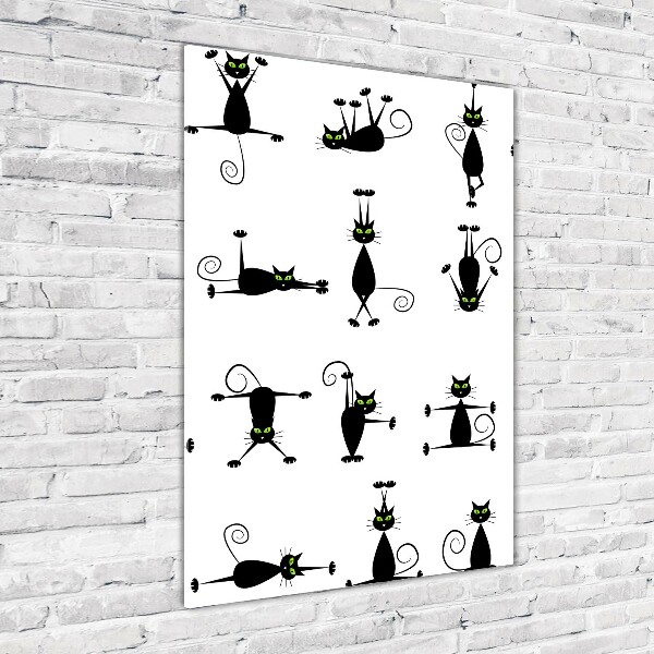 Cuadro de metacrilato moderno efecto cristal vertical Gatos