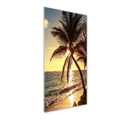 Cuadro de metacrilato moderno efecto cristal vertical Playa tropical