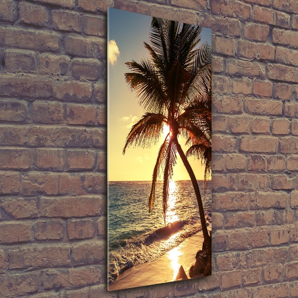 Cuadro de metacrilato moderno efecto cristal vertical Playa tropical
