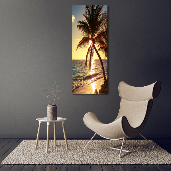 Cuadro de metacrilato moderno efecto cristal vertical Playa tropical