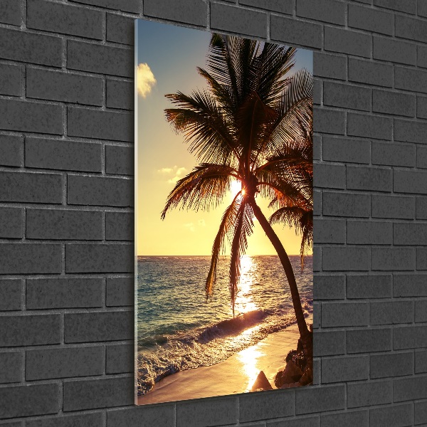 Cuadro de metacrilato moderno efecto cristal vertical Playa tropical