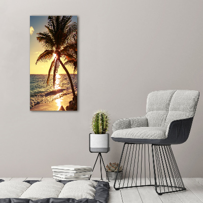 Cuadro de metacrilato moderno efecto cristal vertical Playa tropical