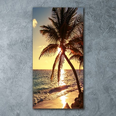 Cuadro de metacrilato moderno efecto cristal vertical Playa tropical