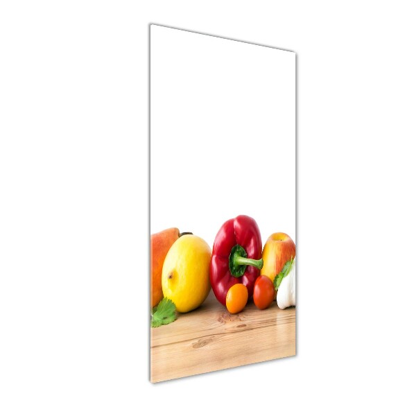 Cuadro decorativo en acrílico brillante vertical Frutas y verduras