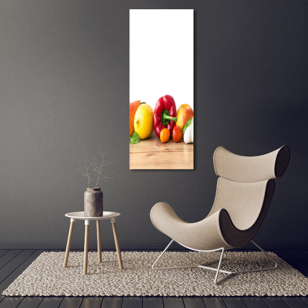 Cuadro decorativo en acrílico brillante vertical Frutas y verduras