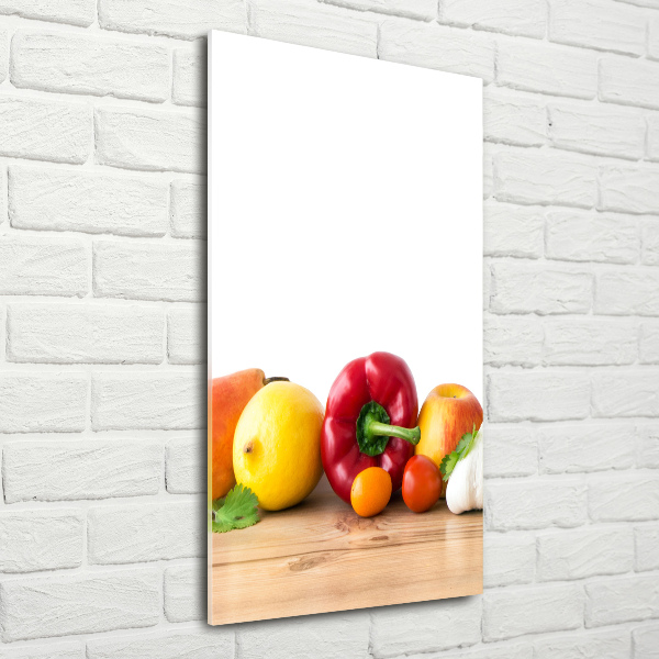Cuadro decorativo en acrílico brillante vertical Frutas y verduras