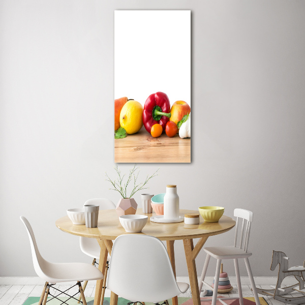 Cuadro decorativo en acrílico brillante vertical Frutas y verduras