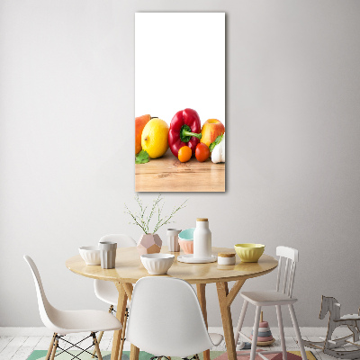 Cuadro decorativo en acrílico brillante vertical Frutas y verduras