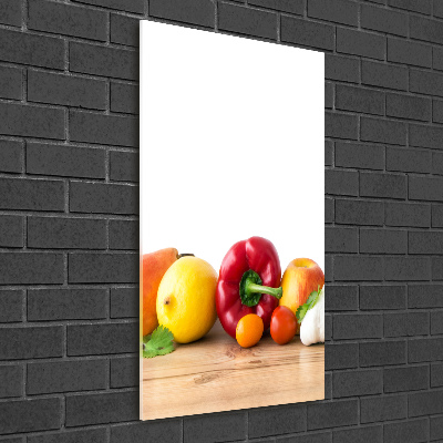 Cuadro decorativo en acrílico brillante vertical Frutas y verduras